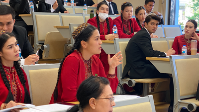 Participants during a lecture course on humanitarian law