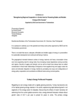 Speech by Ahmet Erdem, Economic Counsellor, Turkish Embassy, Ashgabat